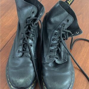 Dr. Martens Black Lace-Up Boots with Yellow Stitching